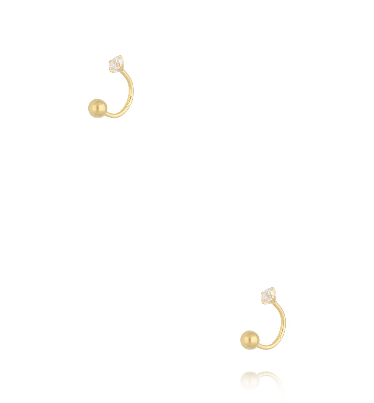 Kolczyki typu C z cyrkonią – złote KCA0142 - By Dziubeka