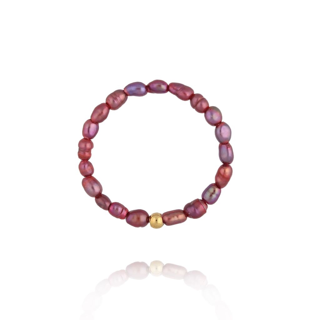 Pierścionek z czerwonymi perłami - By Dziubeka