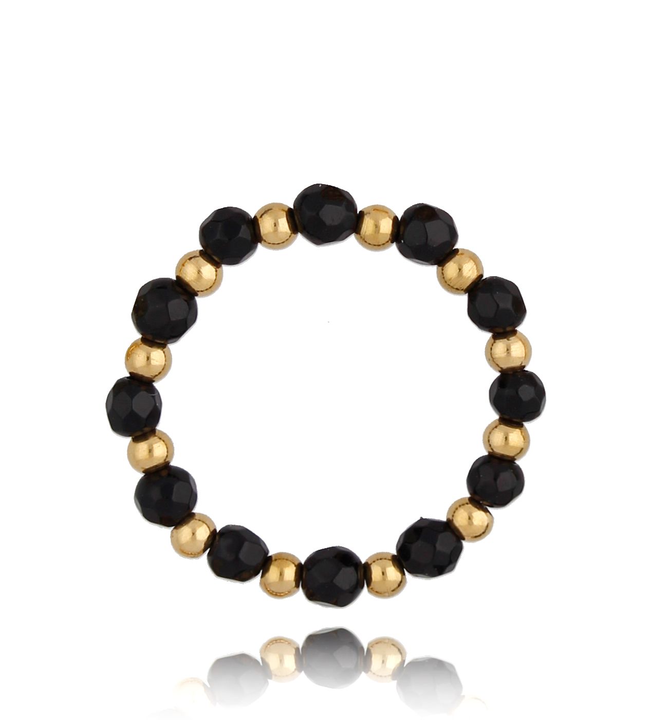 Pierścionek elastyczny czarny Trio PSC0273 - By Dziubeka