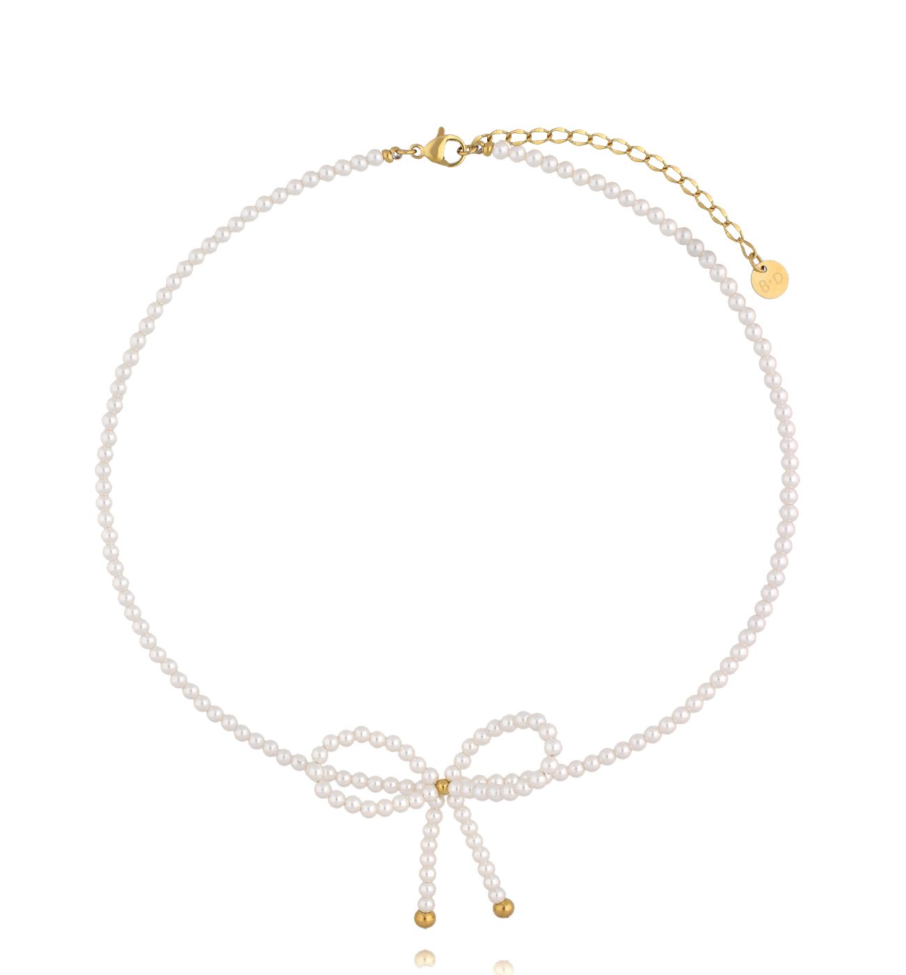 Naszyjnik z perłami i kokardką - By Dziubeka