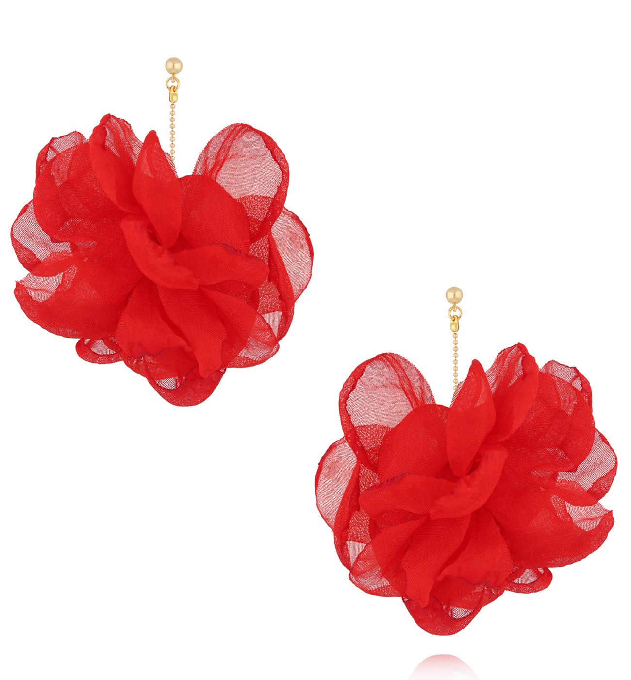 Kolczyki czerwone z tkaniną - By Dziubeka