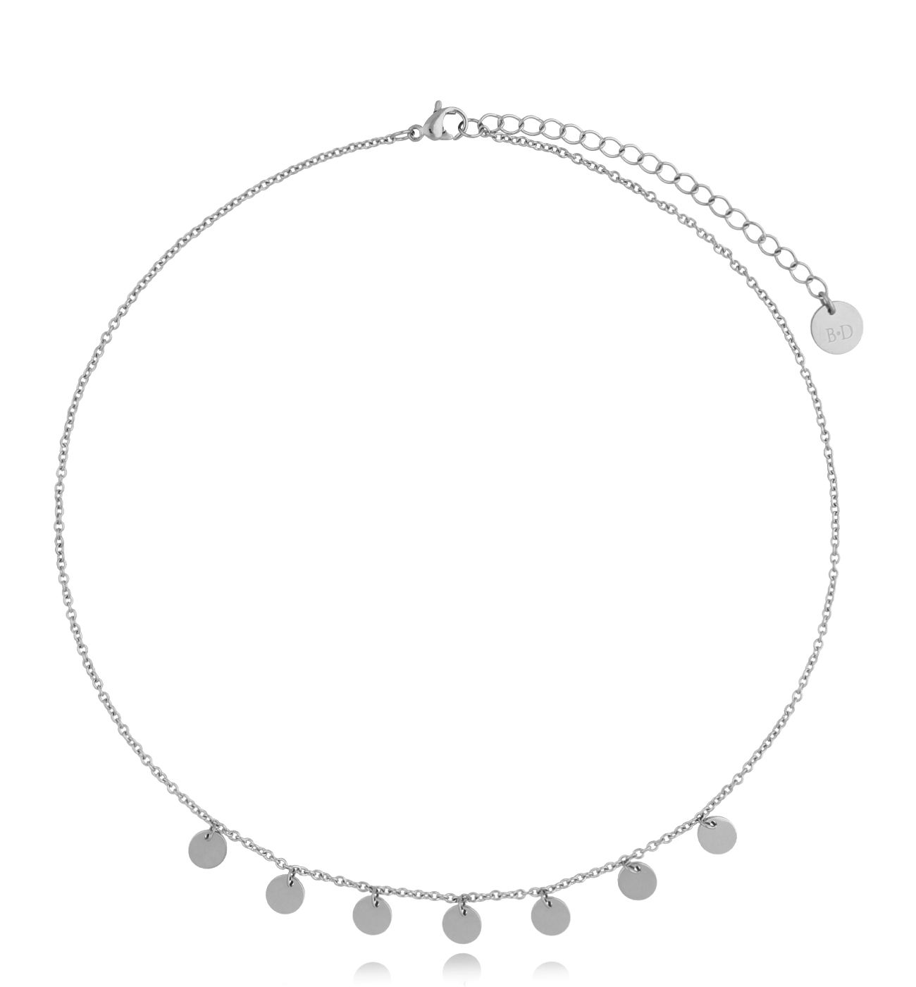 Naszyjnik ze stali szlachetnej z kółeczkami posrebrzany Soul - By Dziubeka