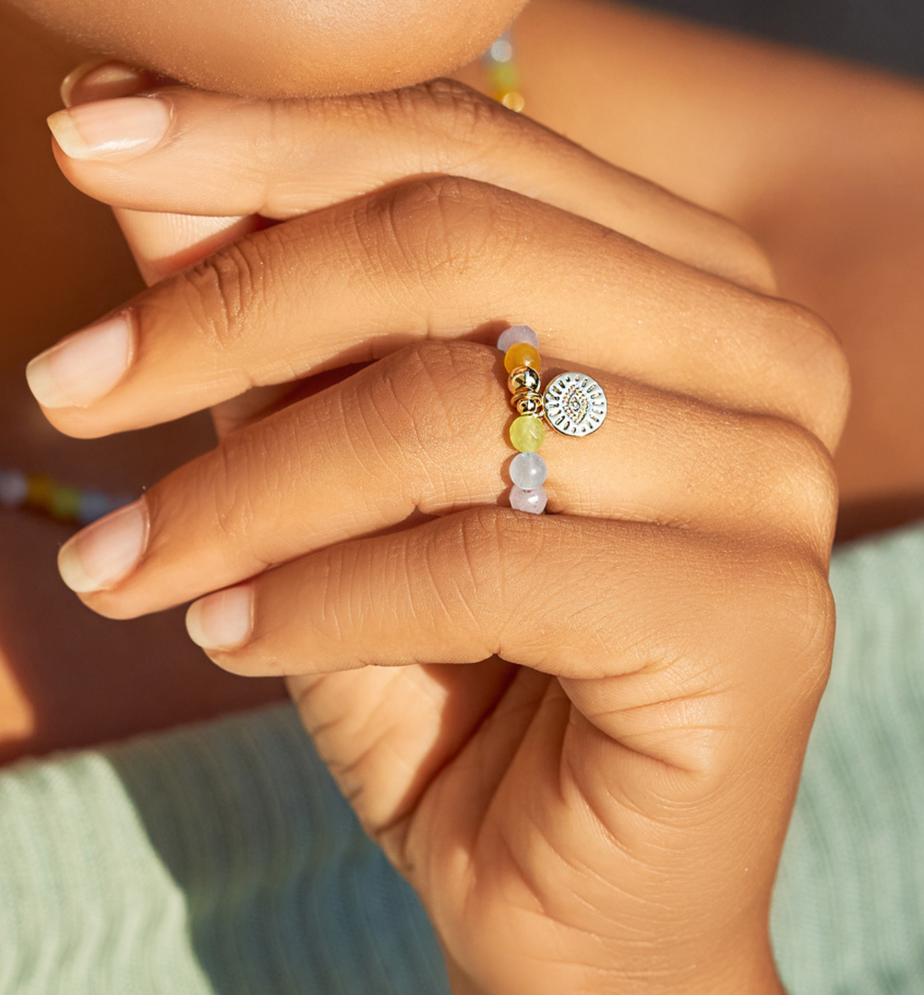 Pierścionek kolorowy z okiem Manaus II PSC0335 - By Dziubeka