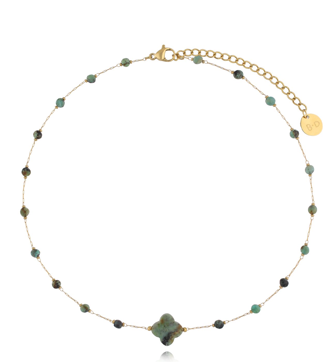 Naszyjnik z koniczynką i turkusami afrykańskimi - By Dziubeka