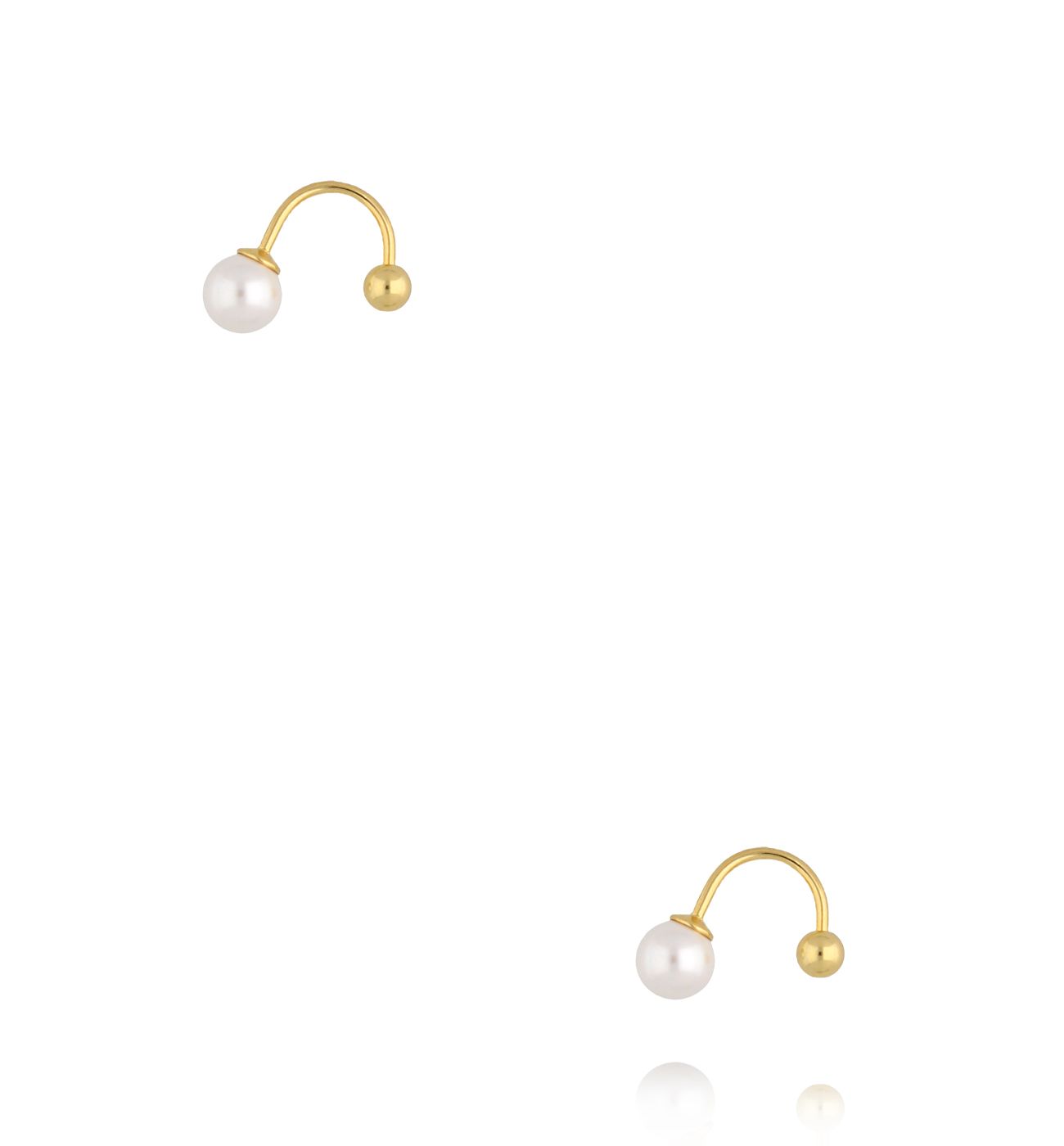 Kolczyki typu C z perłą – złote KCA0144 - By Dziubeka