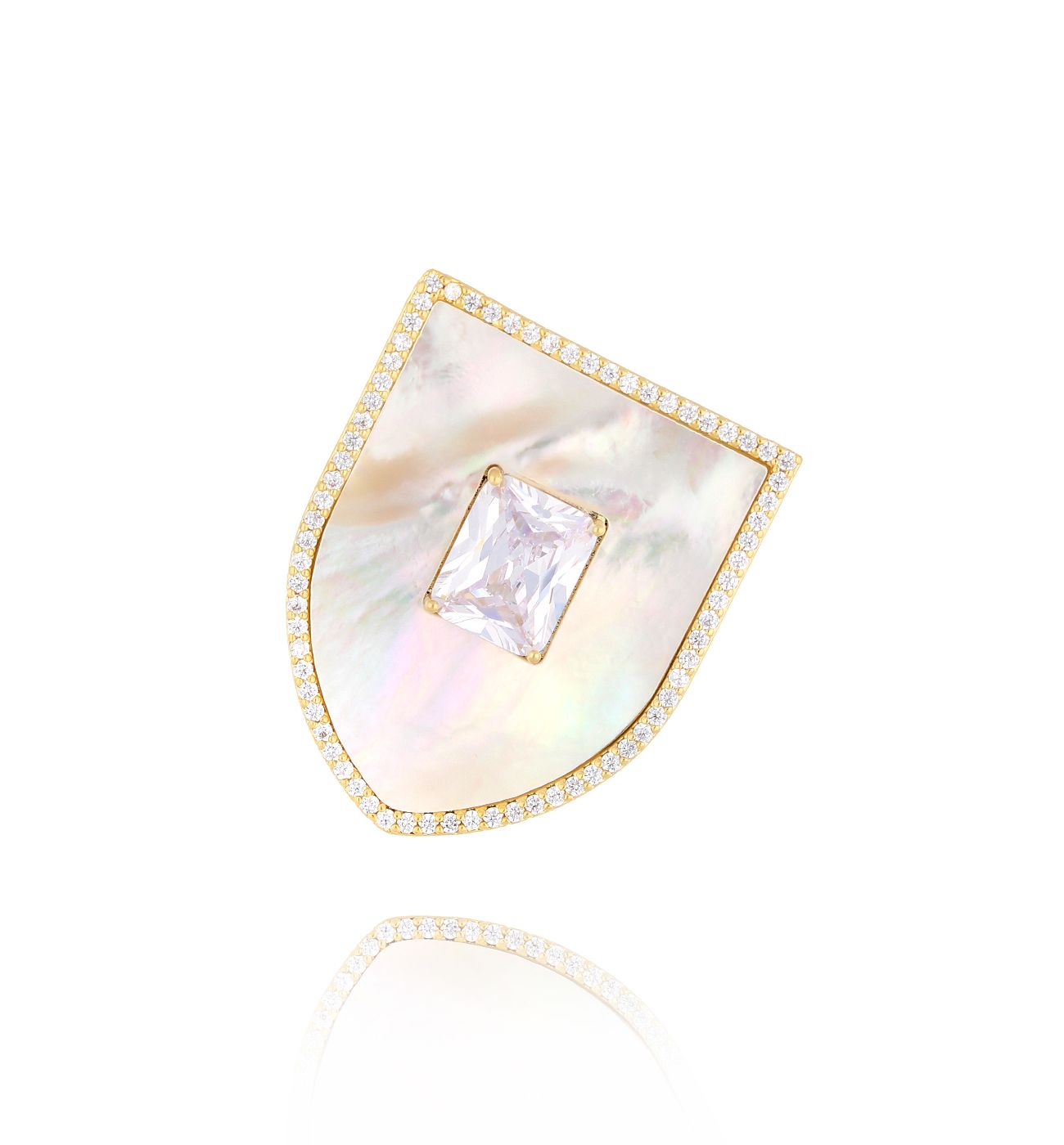 Broszka złota z masą perłową Beauté BRSS0240 - By Dziubeka