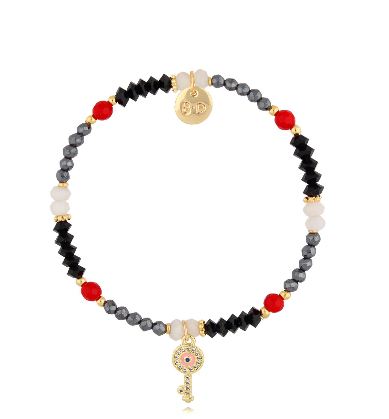 Bransoletka szaro czerwona z kluczykiem Arnora BTW2218