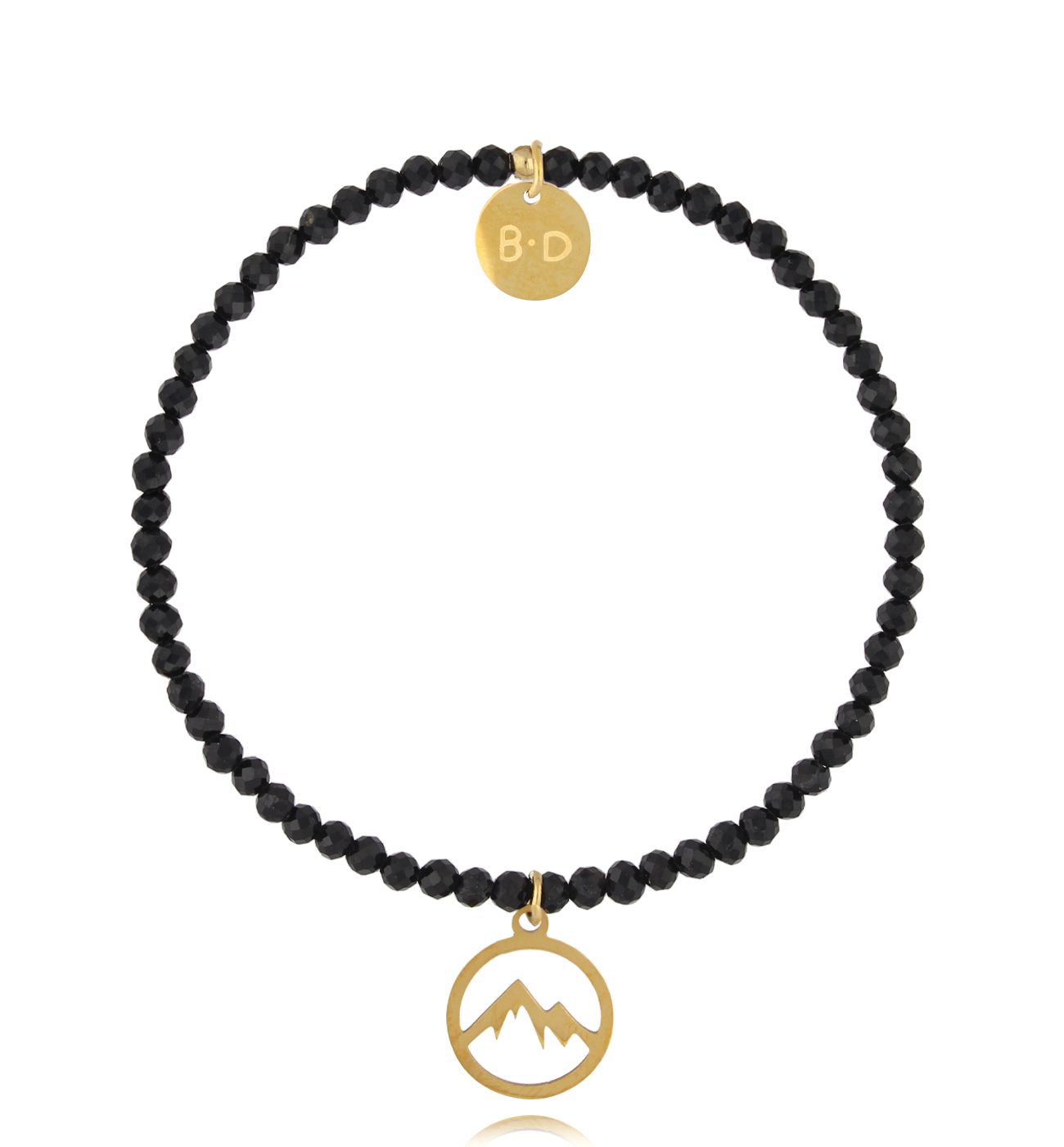 Bransoletka z turmalinami i złotą zawieszką z górami - By Dziubeka