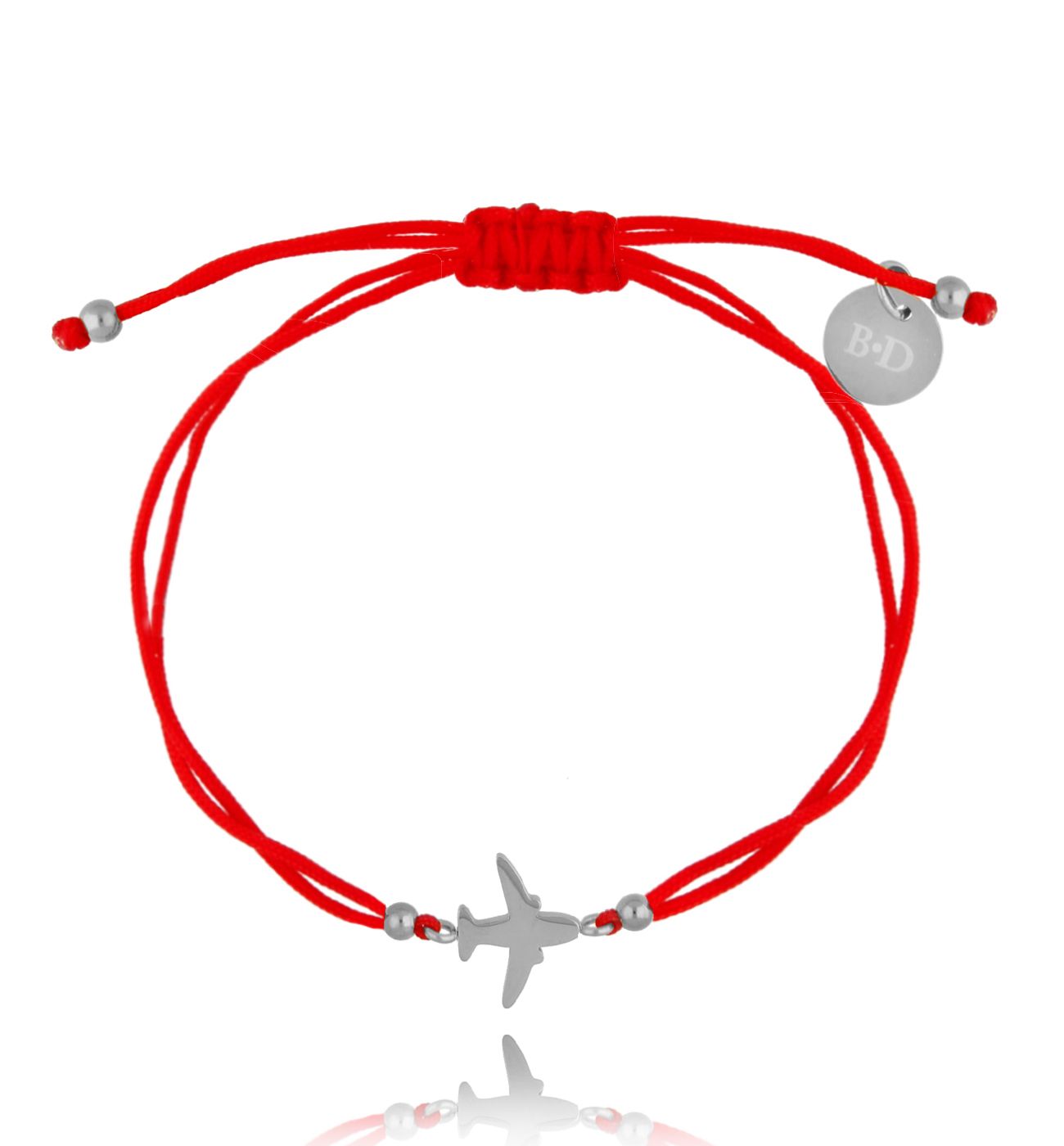 Bransoletka czerwono-srebrna z samolotem Traveler BGL0564