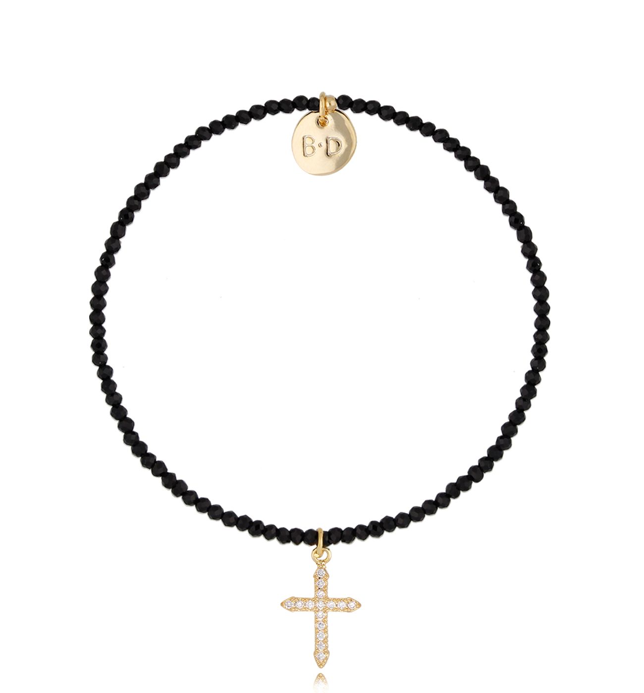 Bransoletka czarna z krzyżykiem Lifestyle BTW1043