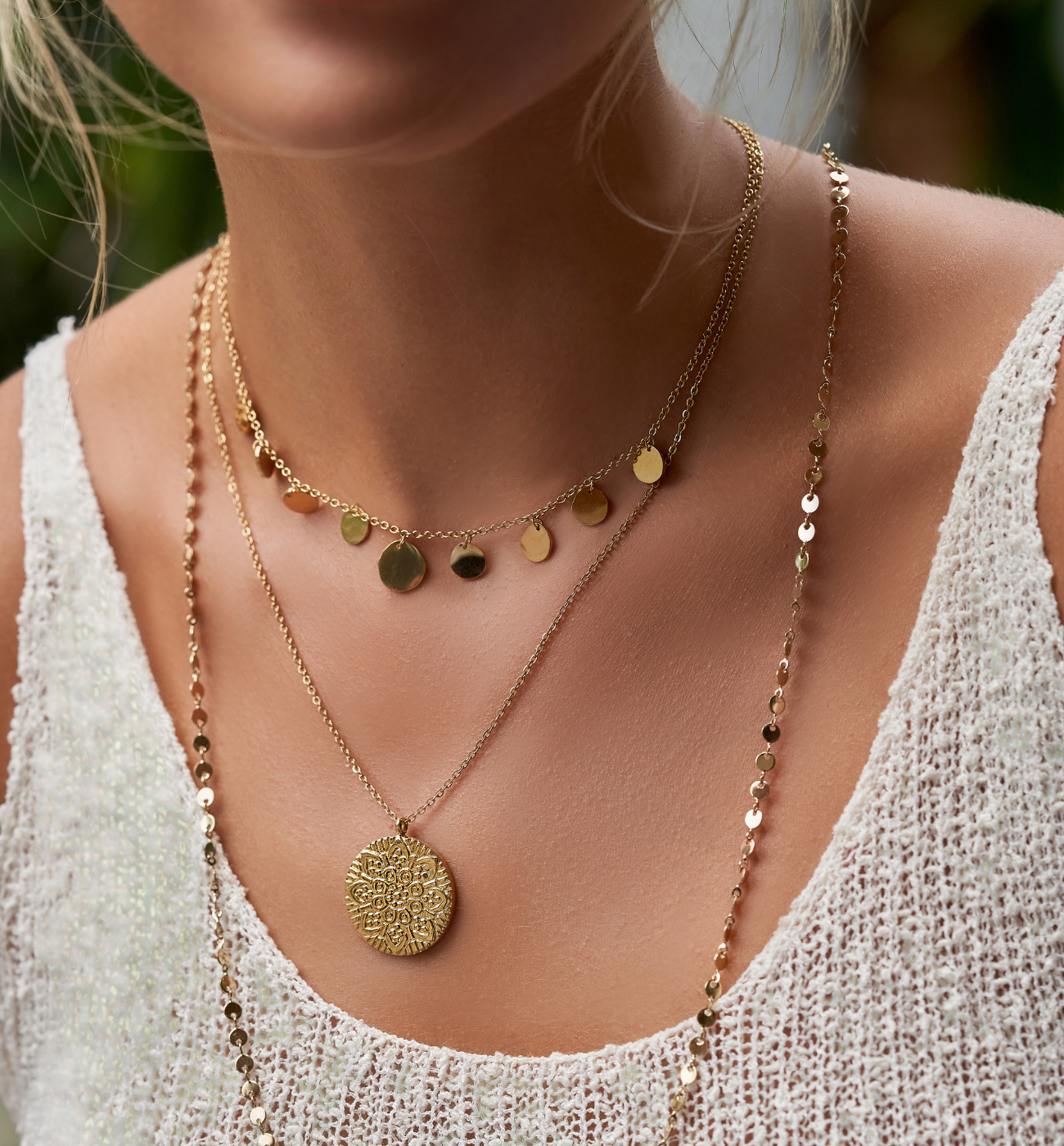 Naszyjnik złoty długi Mandala NSA0396