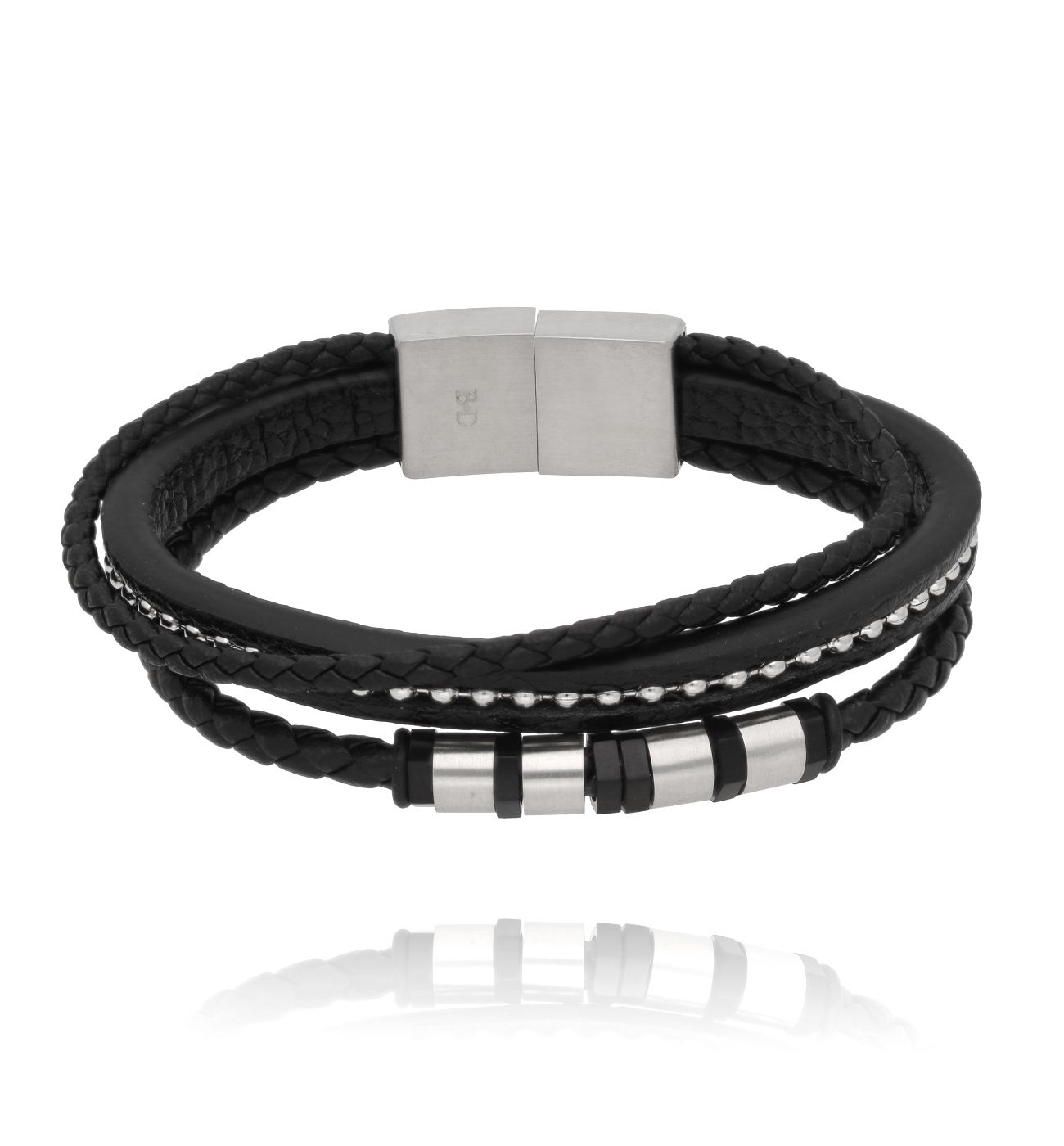 Bransoletka męska skórzana czarna 27 - By Dziubeka