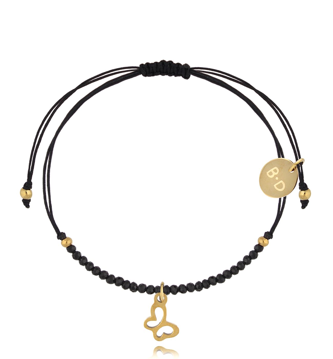 Bransoletka z turmalinami i złotym motylkiem Successo BMT0104