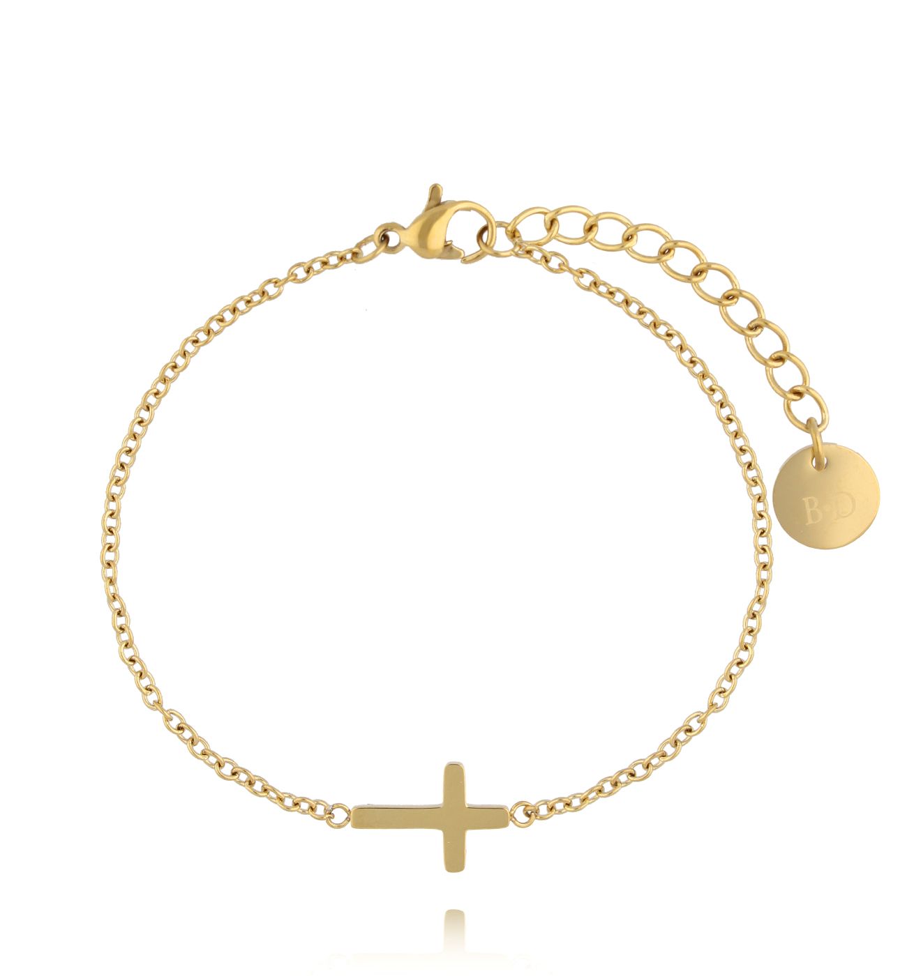 Bransoletka złota z krzyżykiem ze stali szlachetnej - By Dziubeka