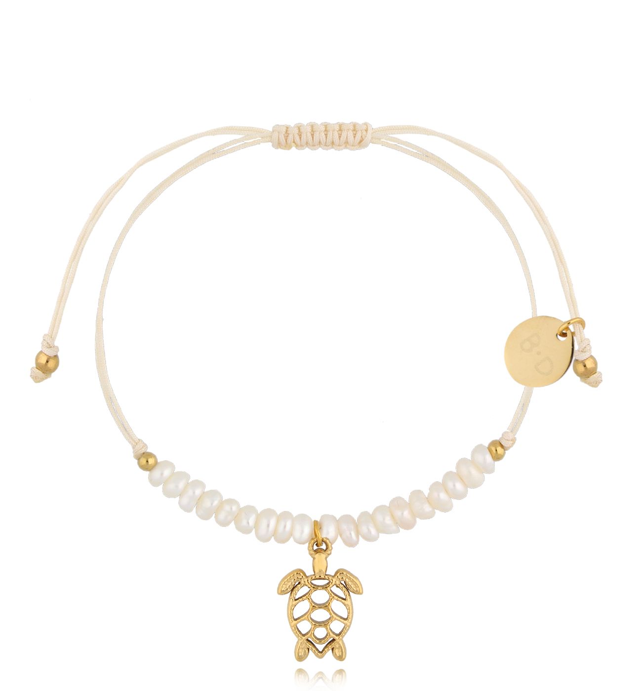 Bransoletka z perełkami i złotym żółwikiem Feliz BMT0224