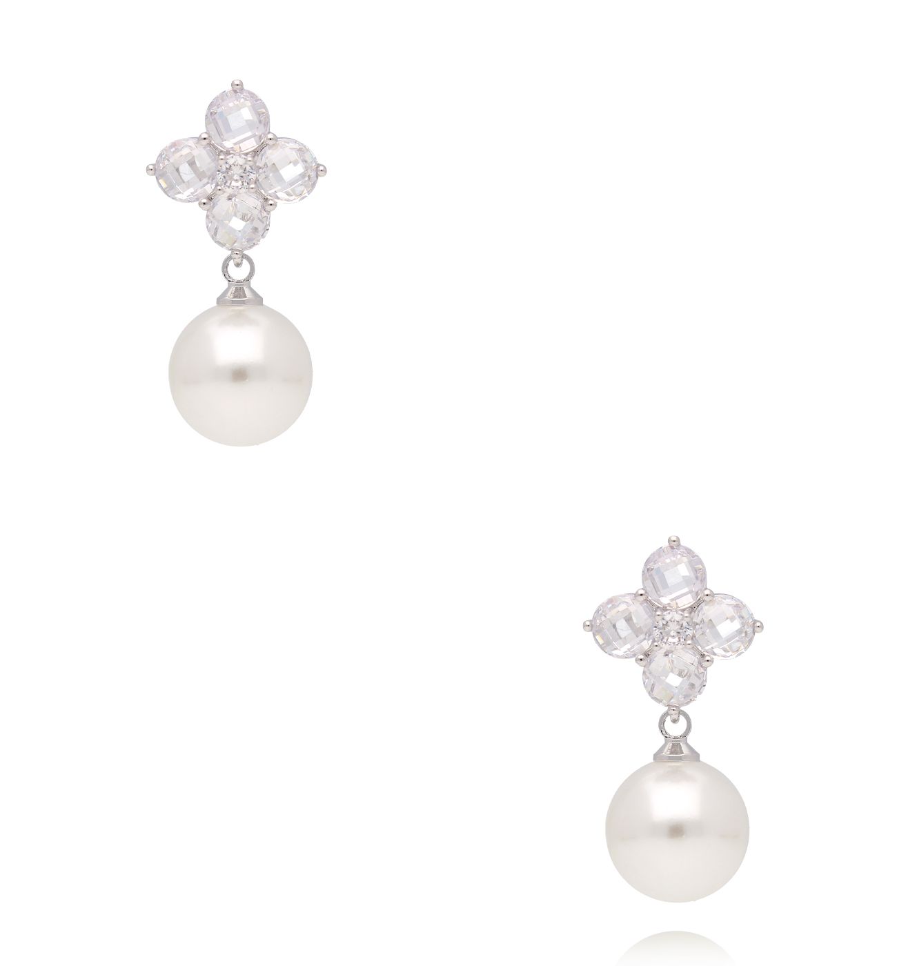Kolczyki z koniczynką i perłą srebrne KPE0180