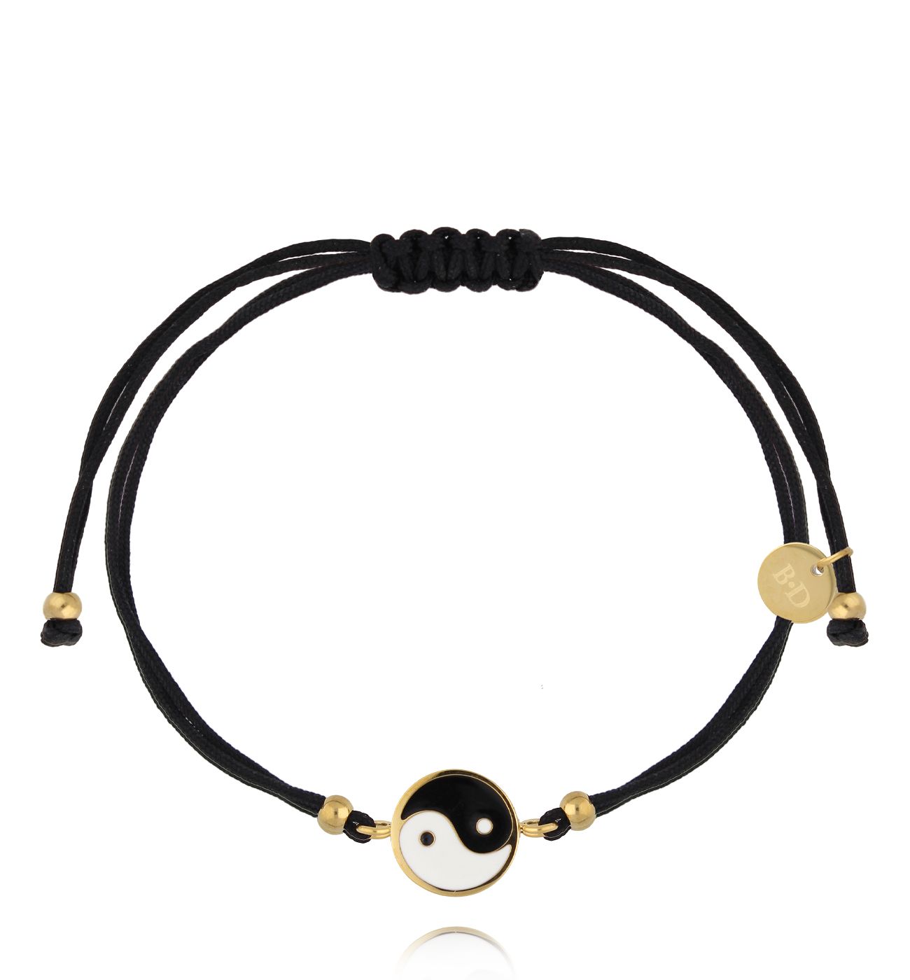 Bransoletka z czarnym sznurkiem i znakiem Yin i yang BGL1067 - By Dziubeka