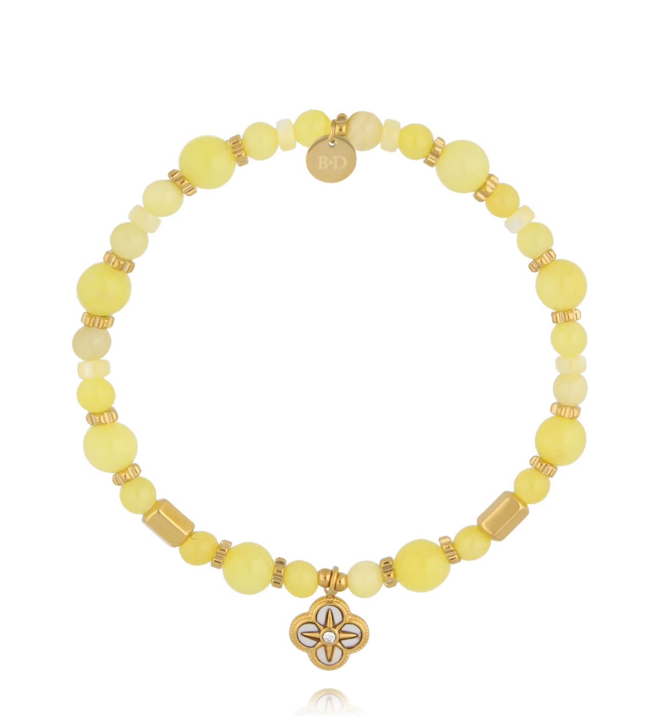 Bransoletka żółta z koniczynką BMMH4048