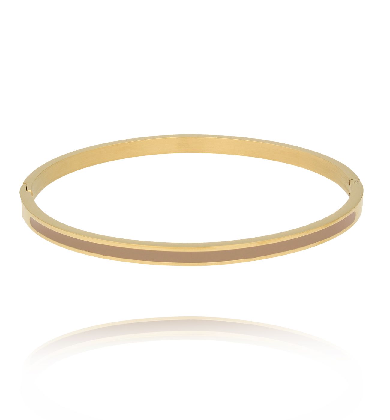 Bransoletka obręcz z emalią cappuccino - By Dziubeka