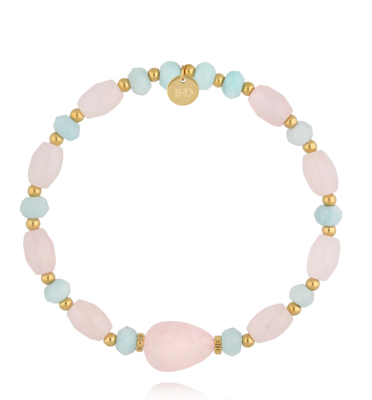 Bransoletka różowa z jadeitami i kwarcem różowym BSC2329