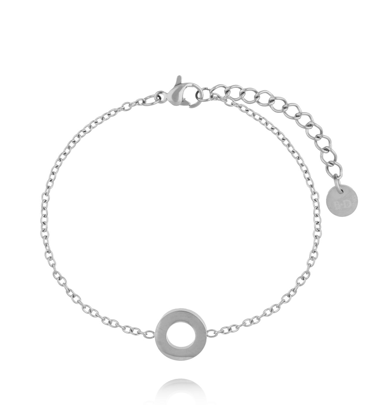 Bransoletka z minimalistycznym okręgiem srebrna - By Dziubeka