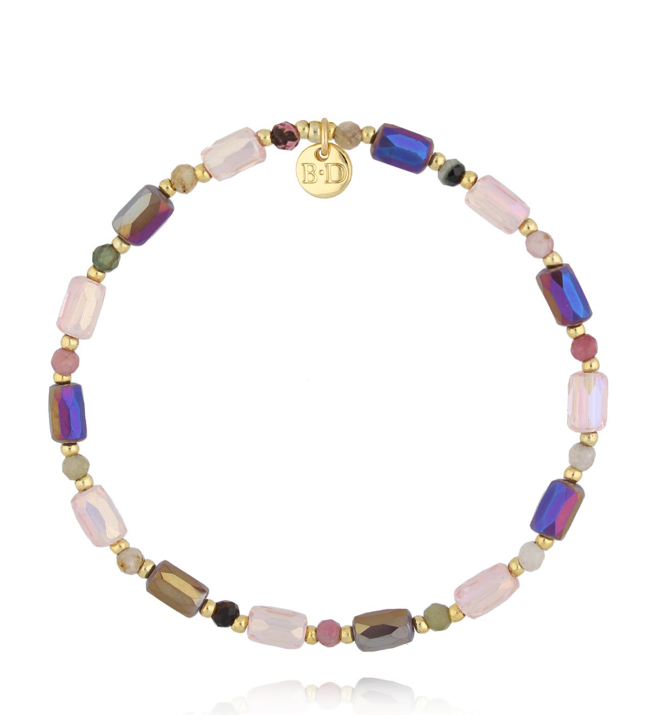 Bransoletka kryształkami fioletowo różowa BSC2058