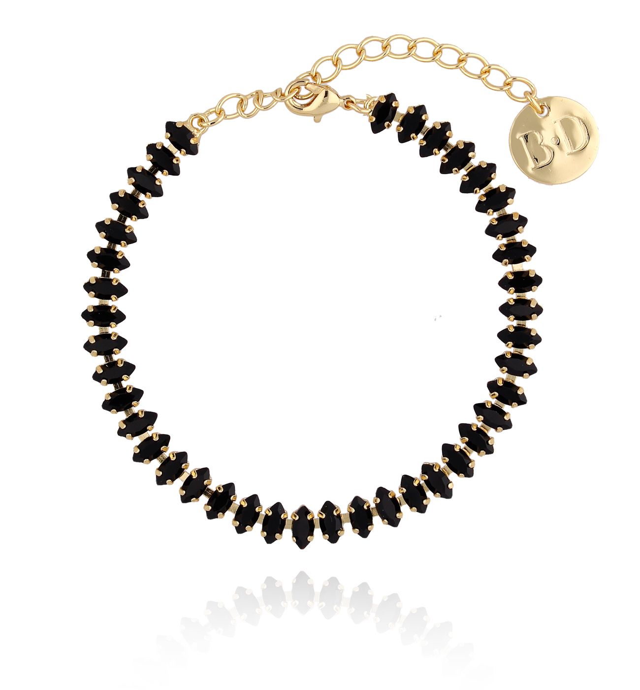 Bransoletka złota z czarnymi kryształkami Honestly BSS0017