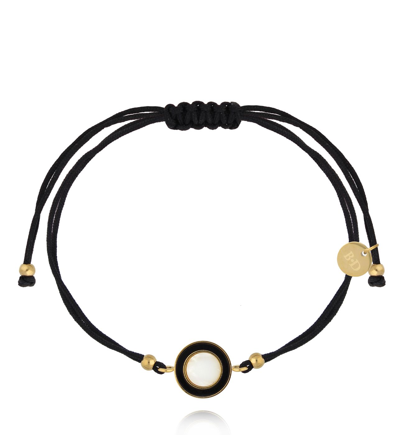 Bransoletka z czarnym sznurkiem i dyskiem złota BGL1039