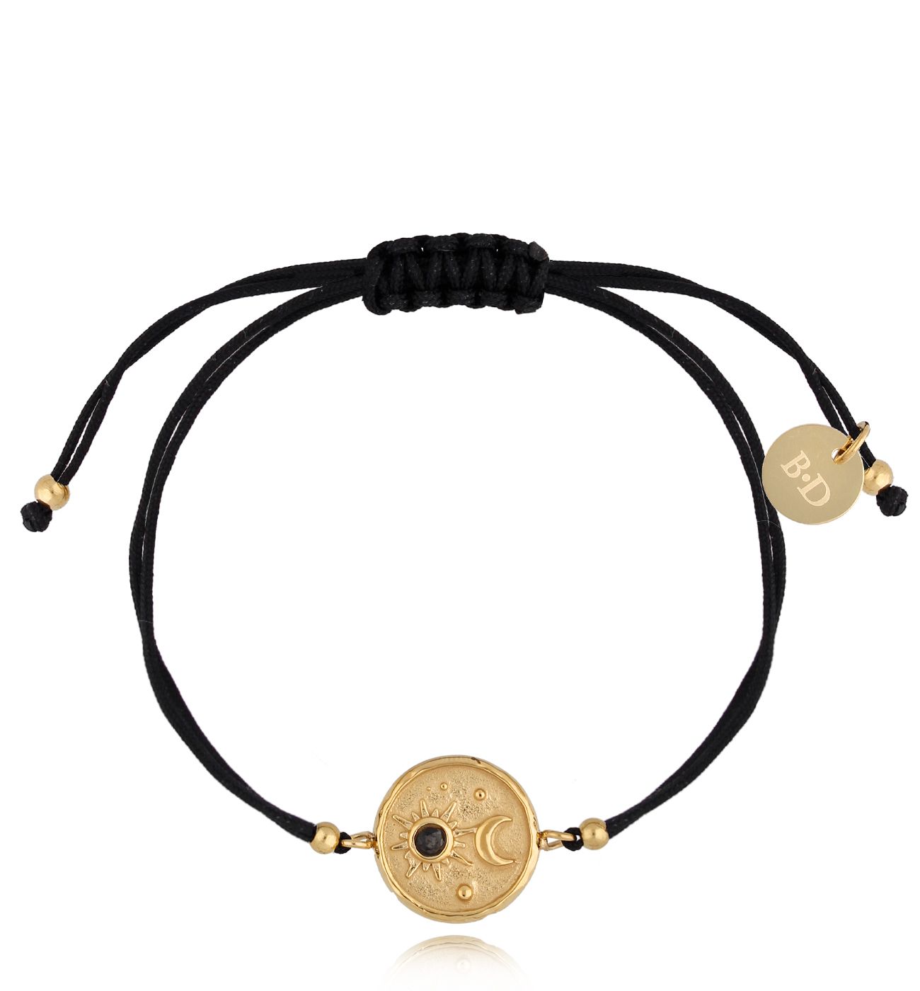 Bransoletka złota z czarnym sznurkiem i kosmosem Universe BGL0679