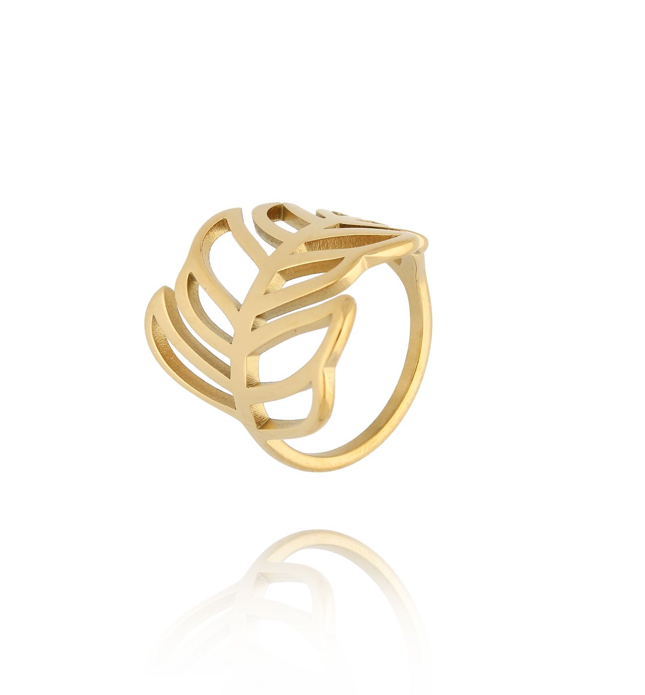 Pierścionek złoty z listkami PSA1058