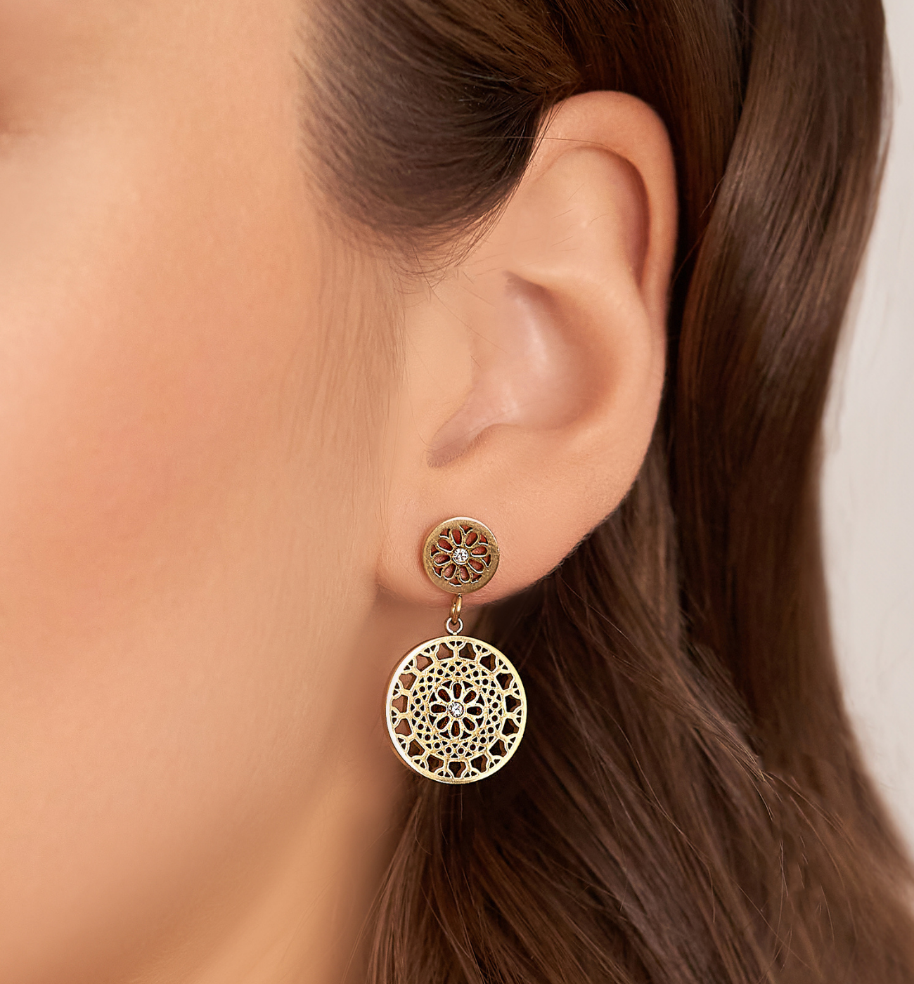 Kolczyki złote z rozetką Decor KSA1276