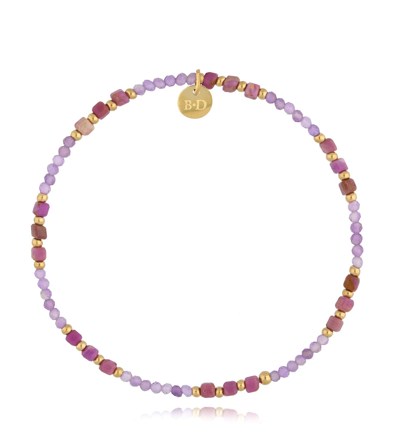 Bransoletka fioletowa z kamieniami naturalnymi Heather - By Dziubeka