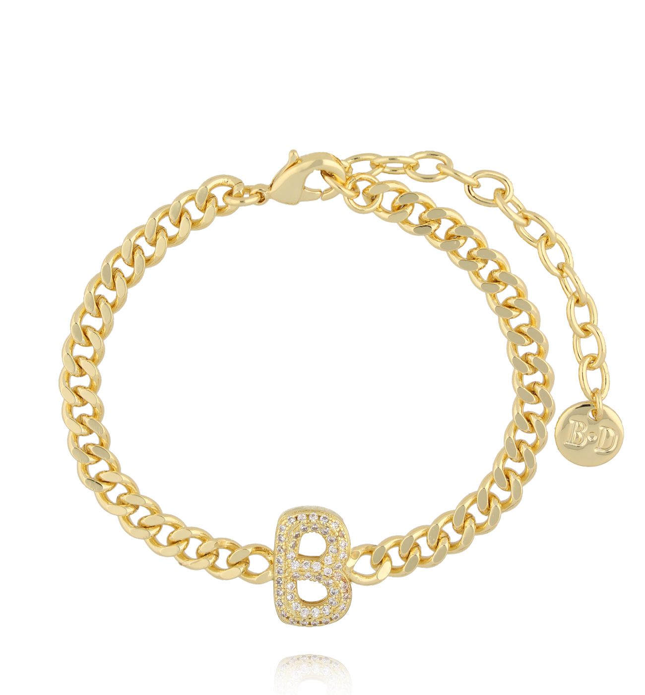 Bransoletka złota z literą B z cyrkoniami BSS0246