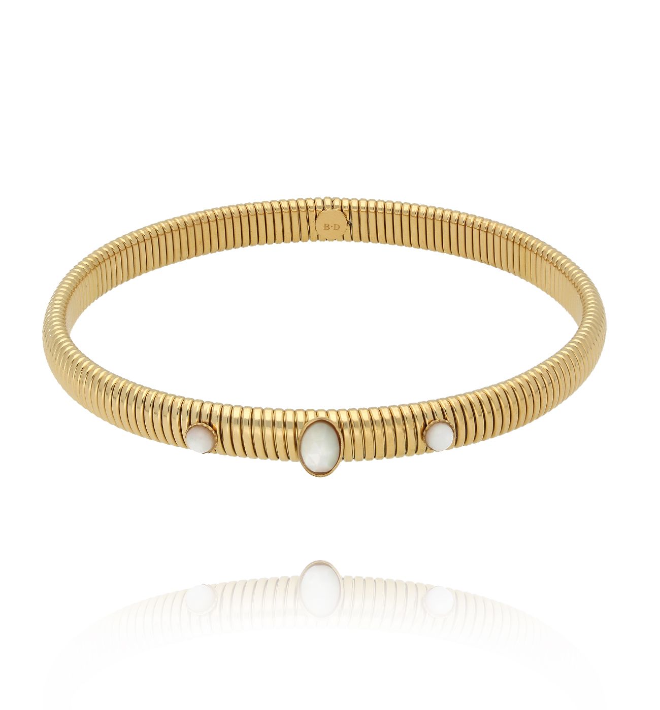 Bransoletka elastyczna złocona z masą perłową BEA0030