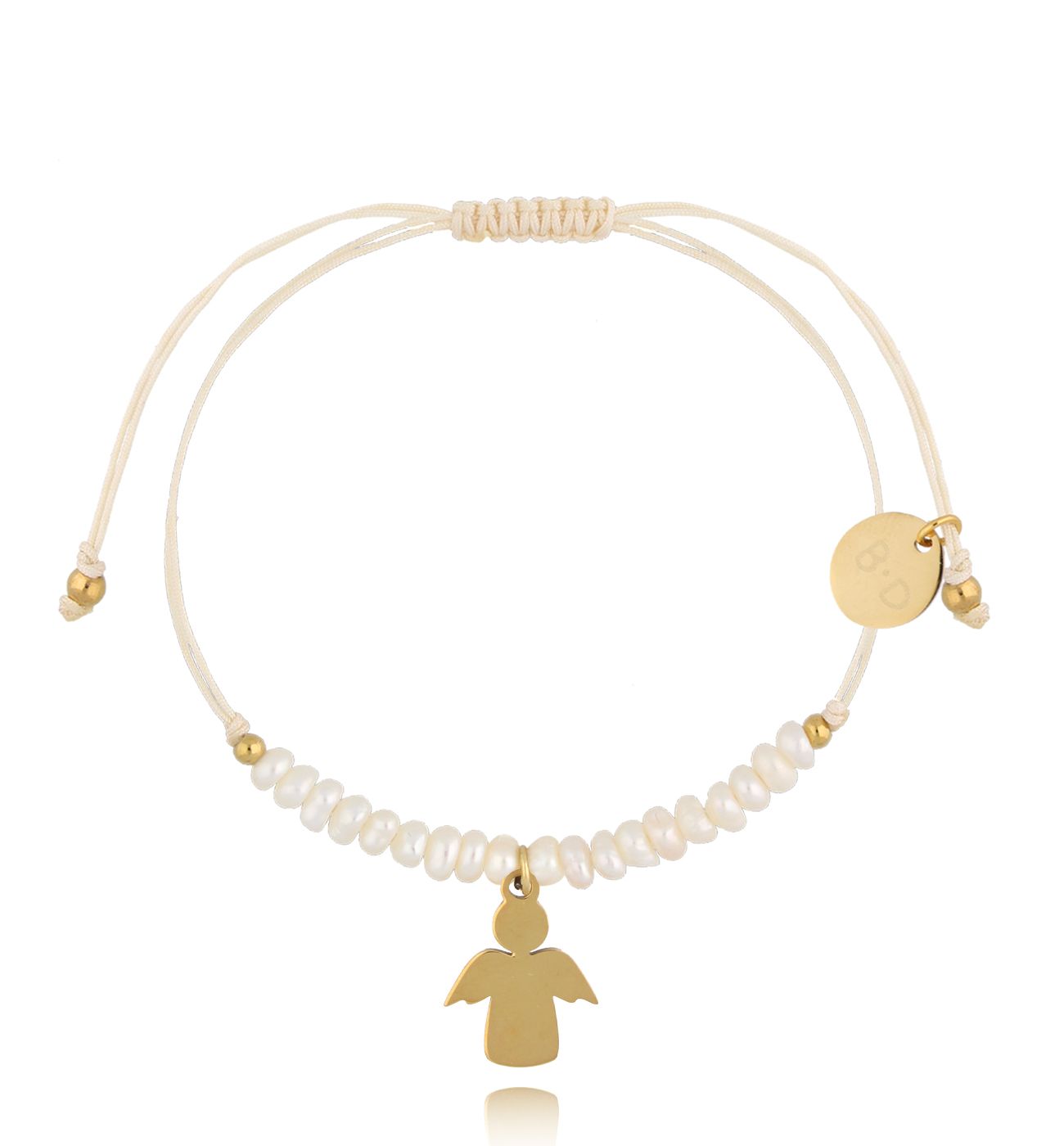 Bransoletka z perełkami i złotym aniołkiem Feliz BMT0079