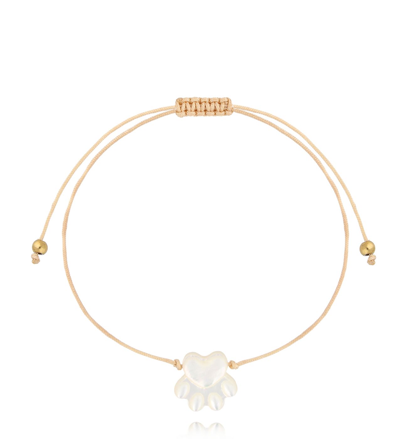 Bransoletka z beżowym sznurkiem i łapką BGL1036 - By Dziubeka