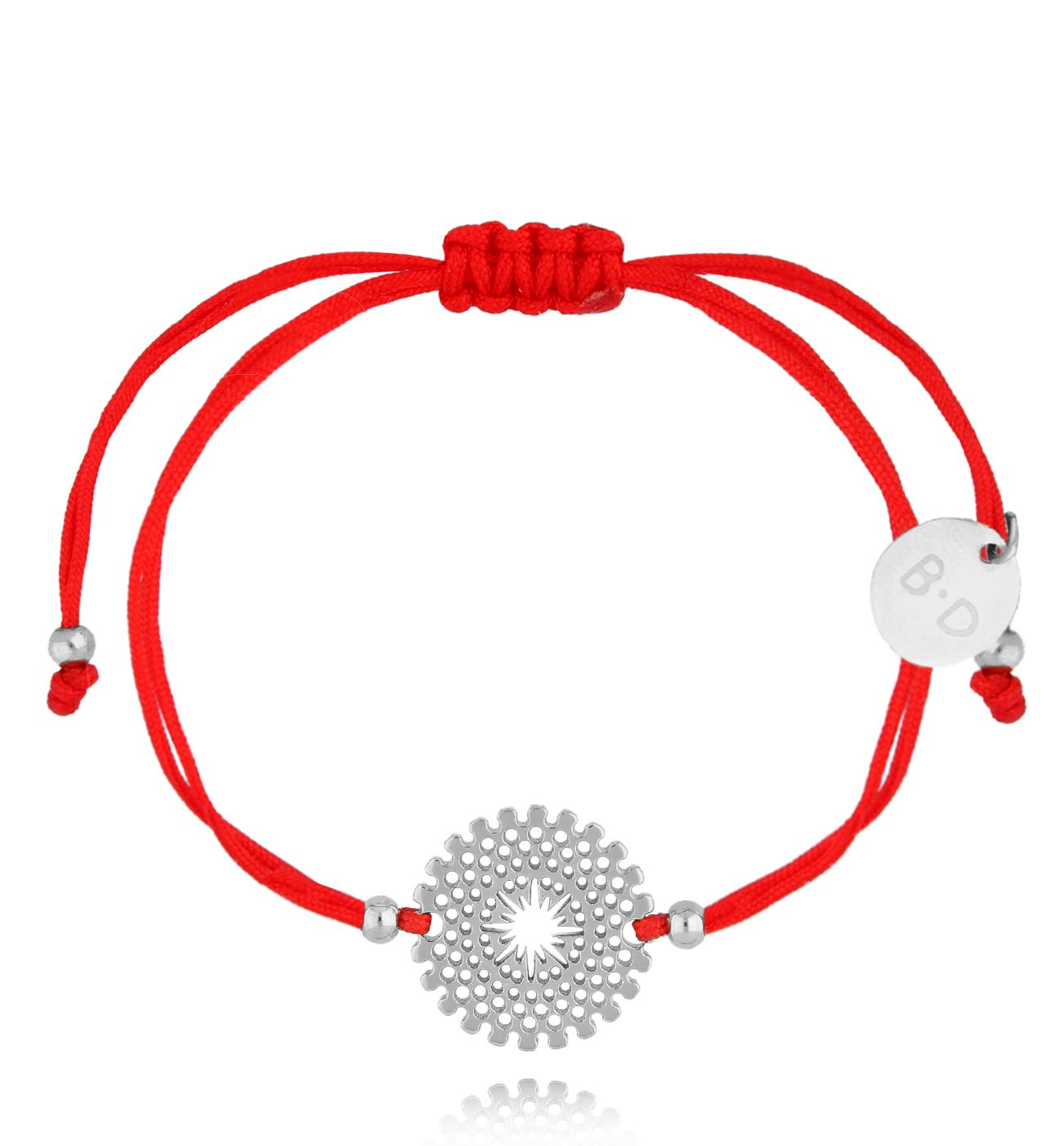 Bransoletka czerwona ze srebrną rozetką Lindi BGL0971