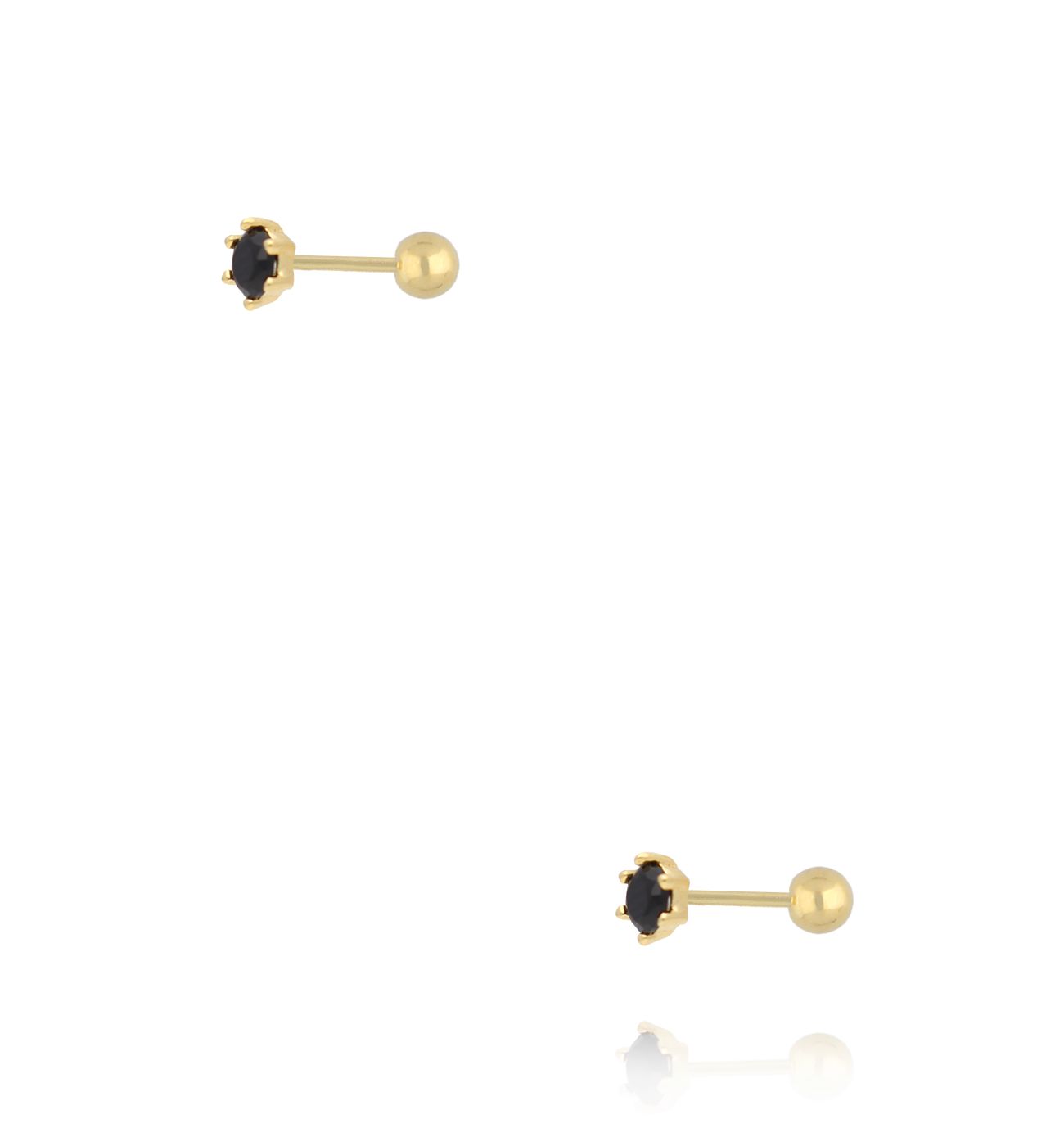 Kolczyki z czarną cyrkonią – złote KCA0156 - By Dziubeka