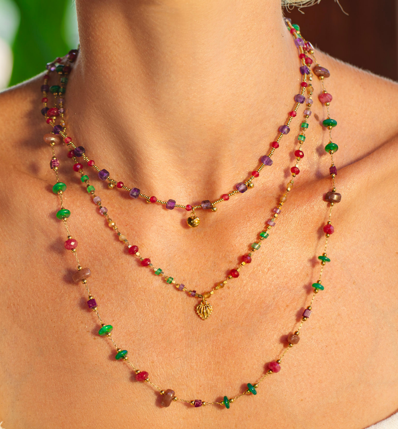 Zestaw kolorowych naszyjników Z0396 - By Dziubeka