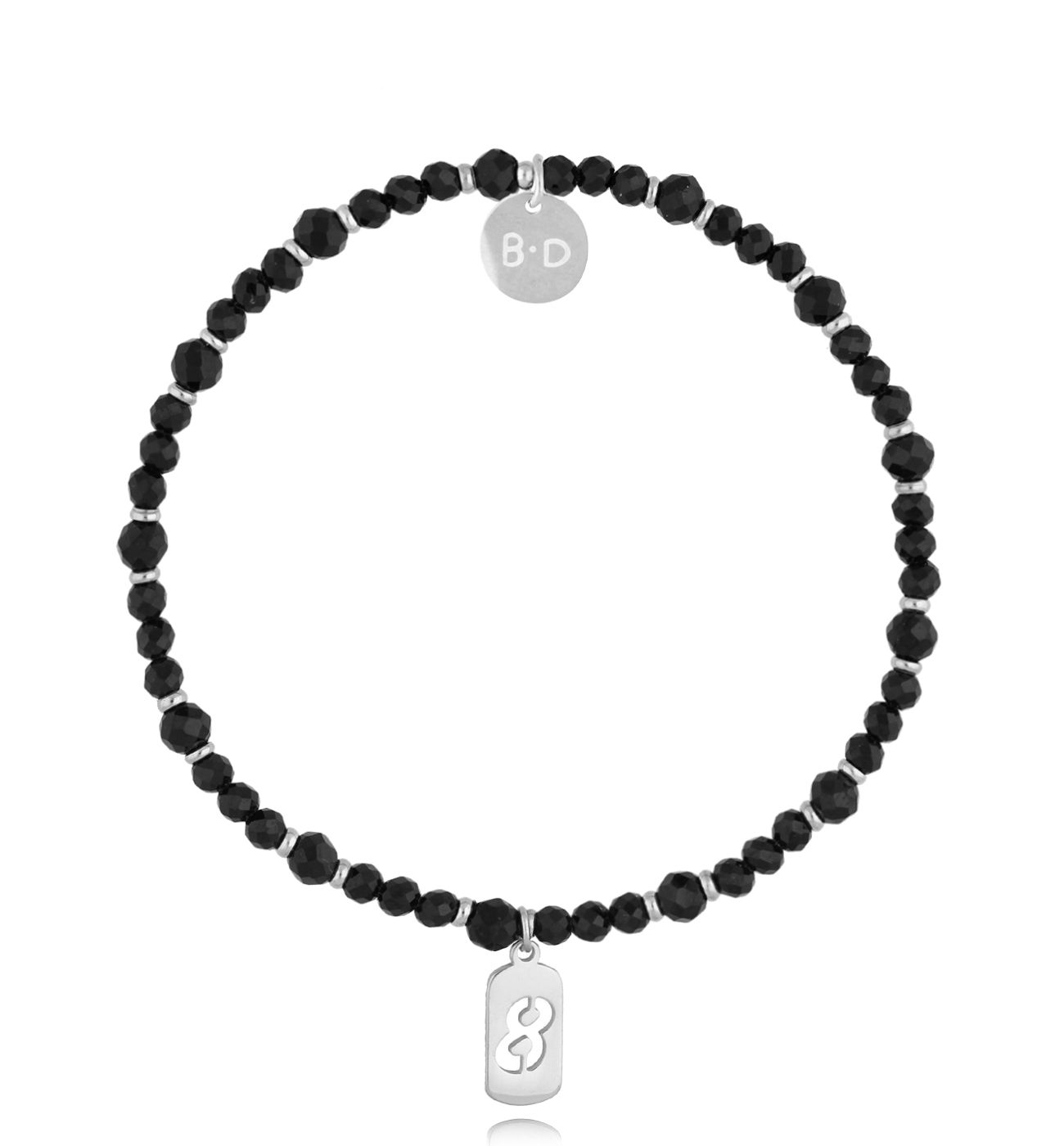 Bransoletka z agatami i cyfrą 8 srebrna - By Dziubeka