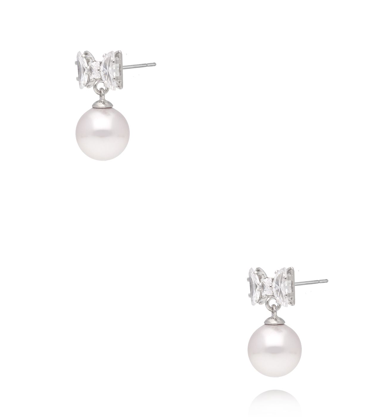 Kolczyki srebrne z perełką i cyrkoniami KPE0189