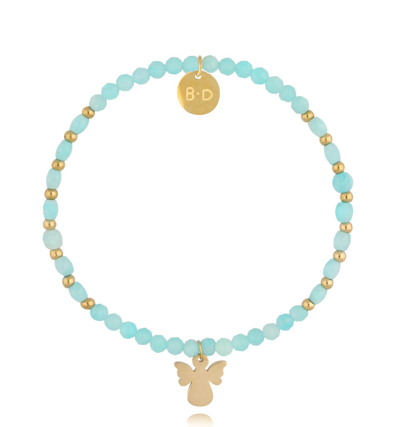 Bransoletka z amazonitami i aniołkiem - By Dziubeka