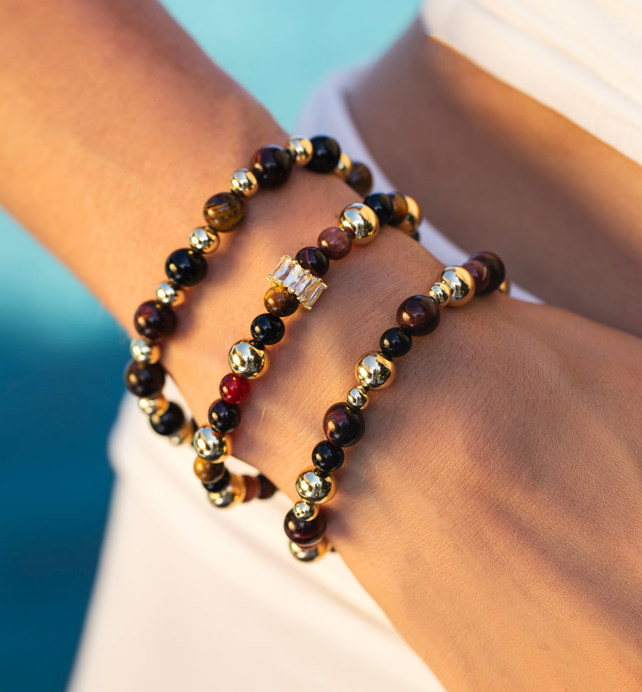 Zestaw brązowych bransoletek Z0375 - By Dziubeka