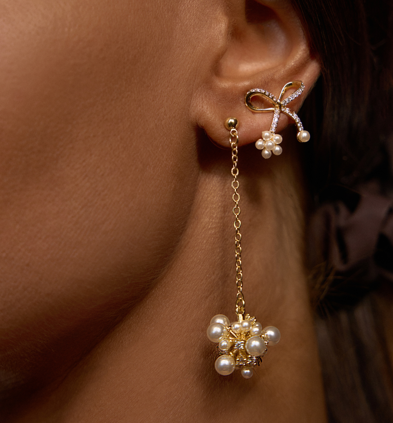 Zestaw złotych kolczyków z perełkami Z0313 - By Dziubeka