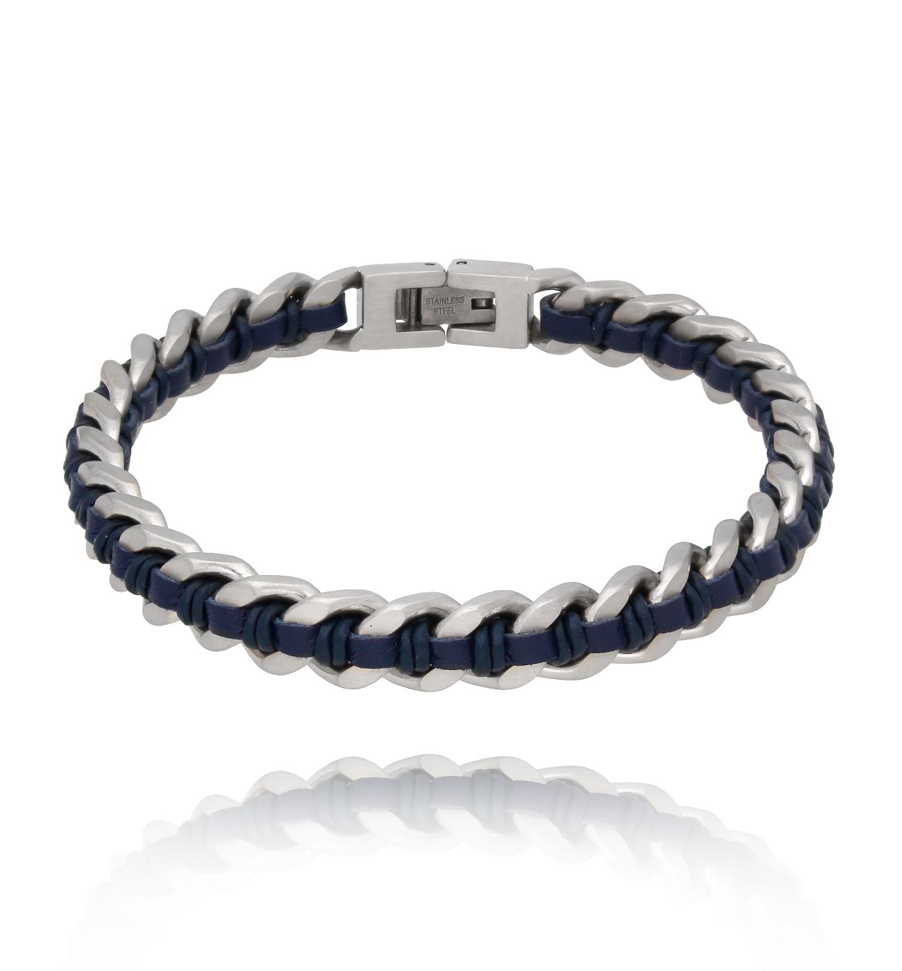Bransoletka męska granatowa z łańcuchem Otis 96 - By Dziubeka