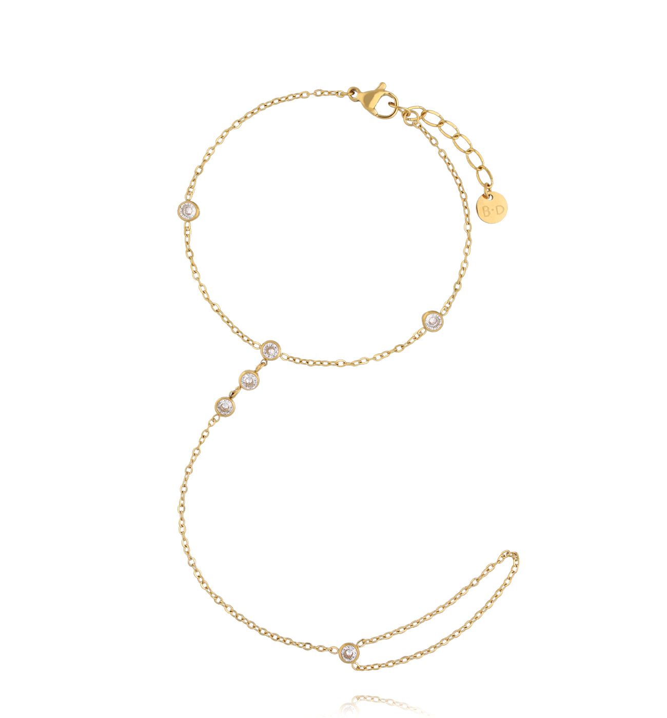 Bransoletka z pierścionkiem i cyrkoniami złota BSY0421 - By Dziubeka