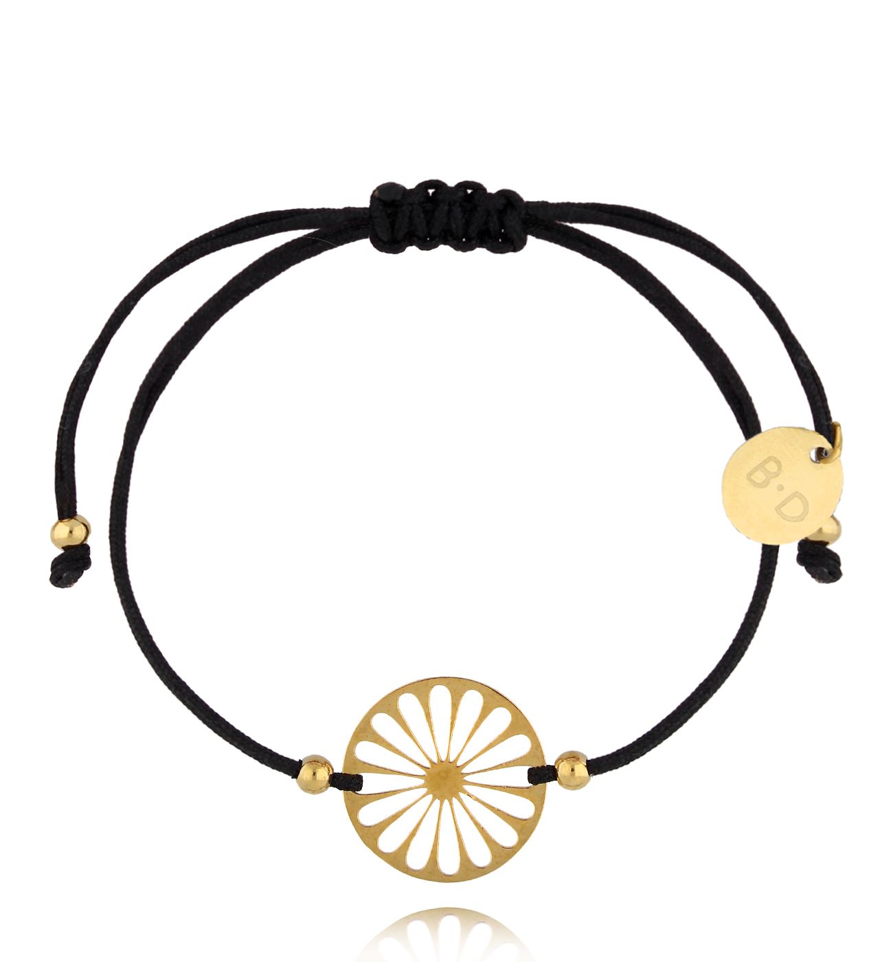 Bransoletka czarna ze złotą rozetką Flower BGL0878 - By Dziubeka