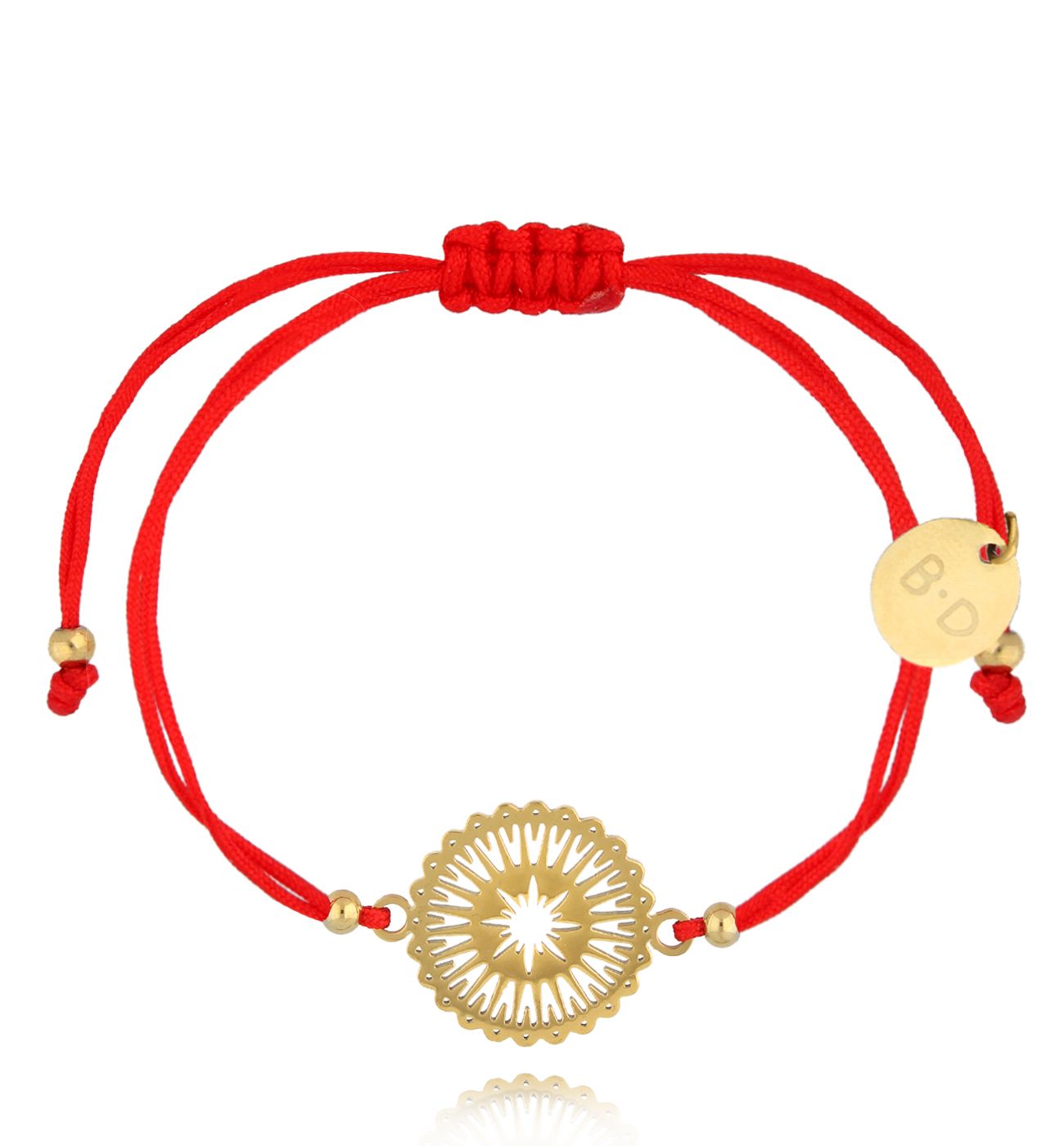 Bransoletka czerwona ze złotą rozetką Brit BGL0976 - By Dziubeka