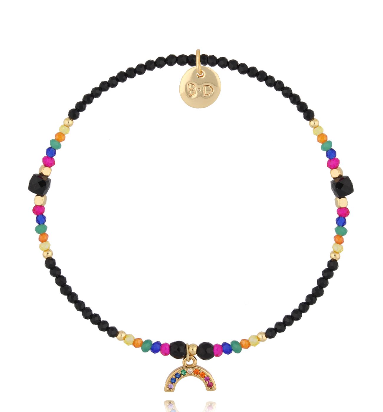 Bransoletka z tęczą czarna - By Dziubeka