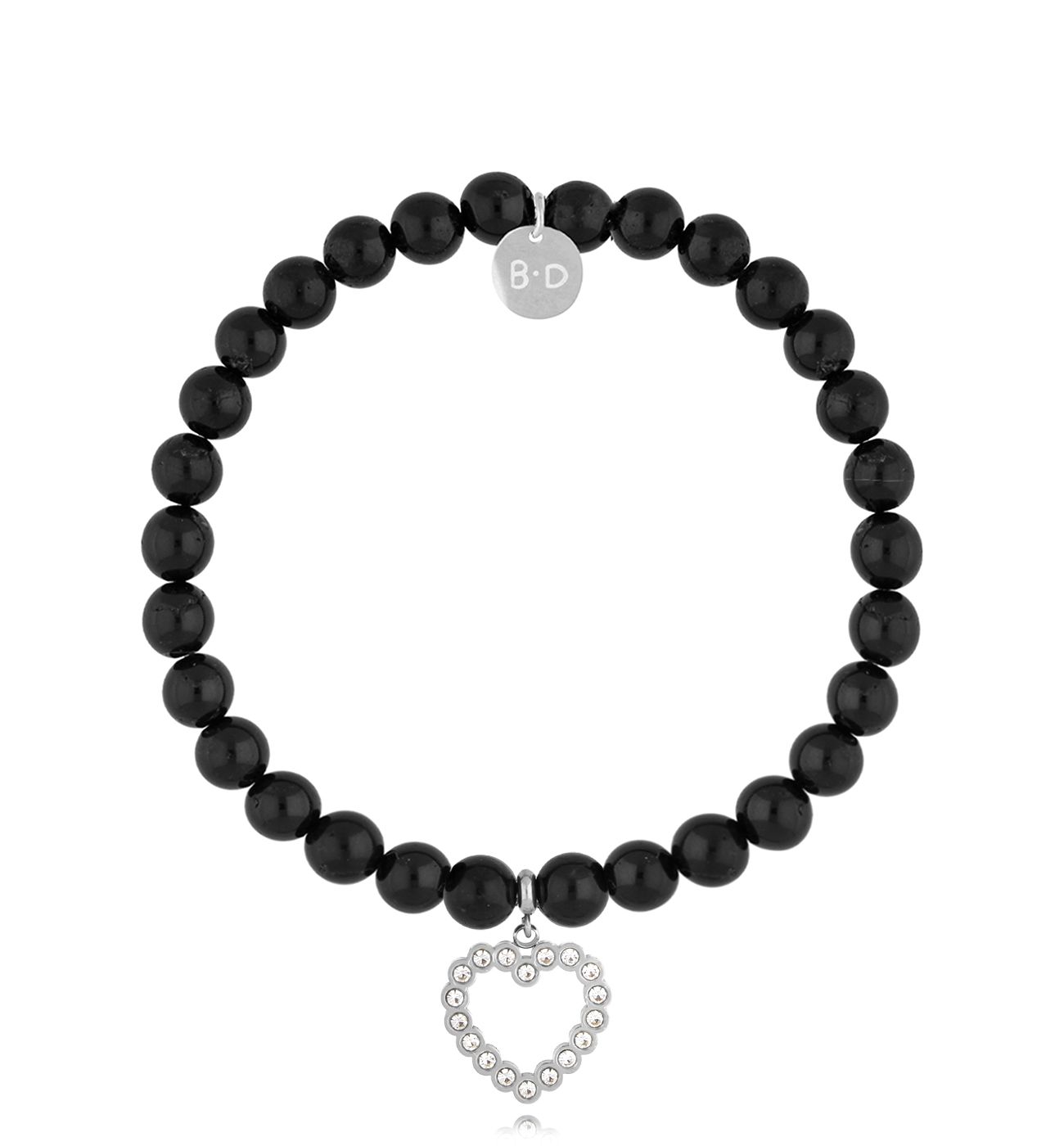 Bransoletka czarna z turmalinami i sercem Astrid BTW2397